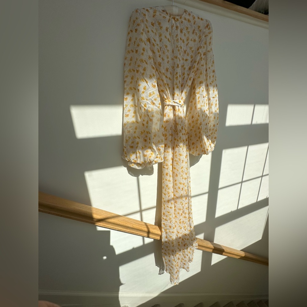 Rosamosario 100% Silk Chiffon Persephone Luxury Italian Robe Dramatic Sleeve - Picture 10 of 17